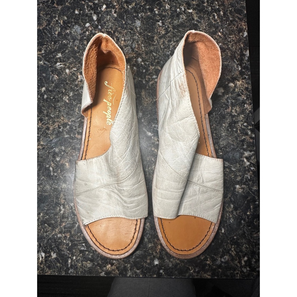 Free People Womens Mont Blanc Asymmetrical Leather Wrap Sandals White 37.5 7-7.5